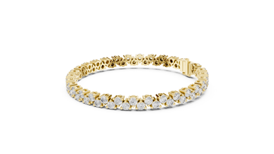 Round Moissanite Loop Link Tennis Bracelet in yellow 925 sterling silver, view 2