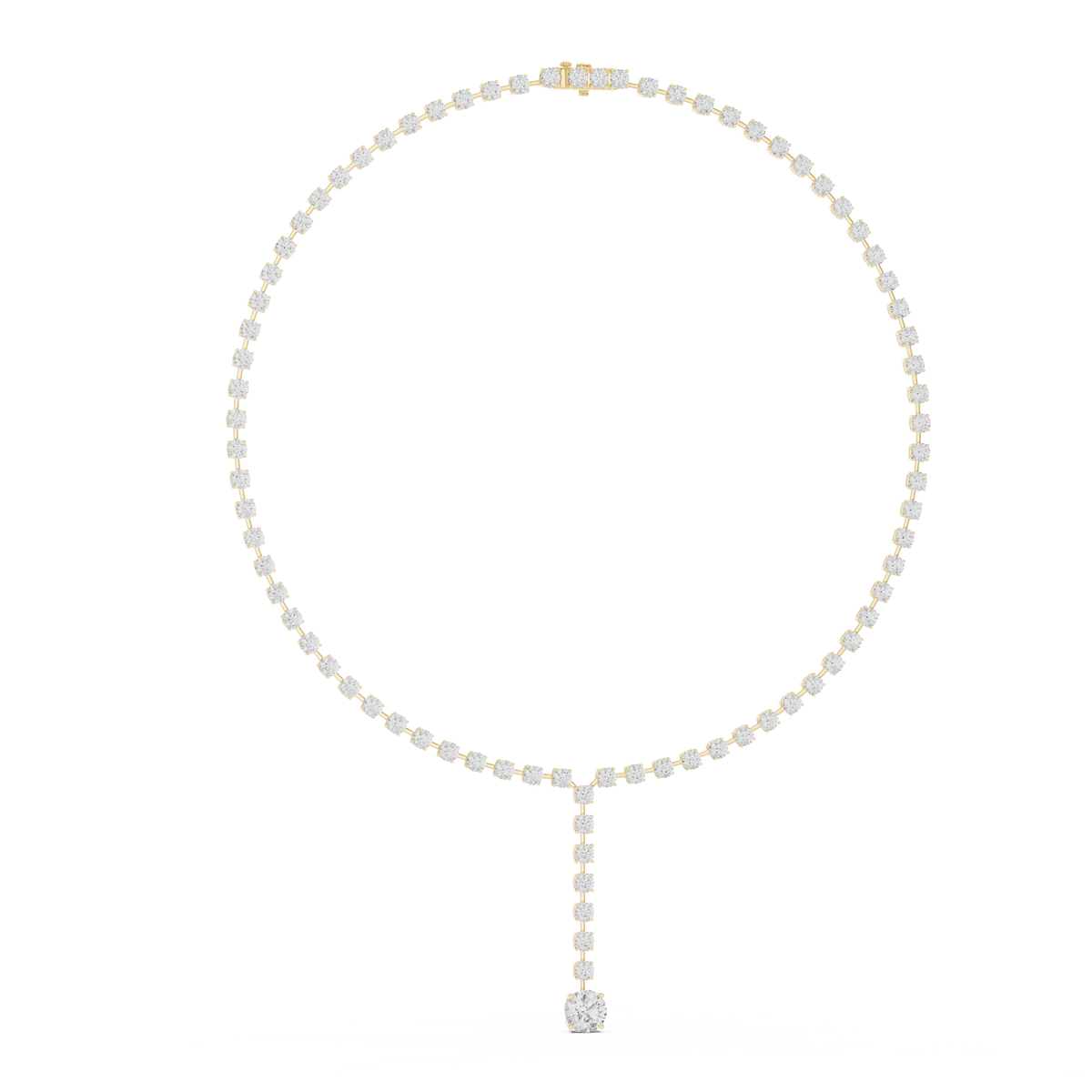 Round Tennis Y Necklace with Round Drop in yellow 925 sterling silver, view 1
