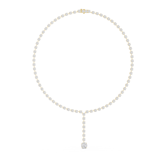 Round Tennis Y Necklace with Round Drop in yellow 925 sterling silver, view 1