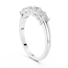 Five Stone Princess Cut Moissanite Band in white 925 sterling silver, view 1