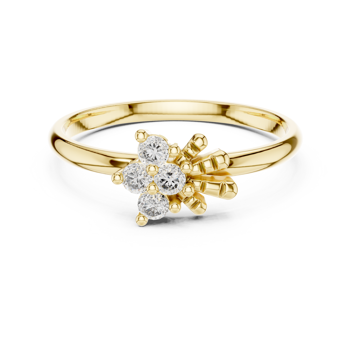 Petite Cluster Spray Moissanite Ring in yellow 925 sterling silver, view 4