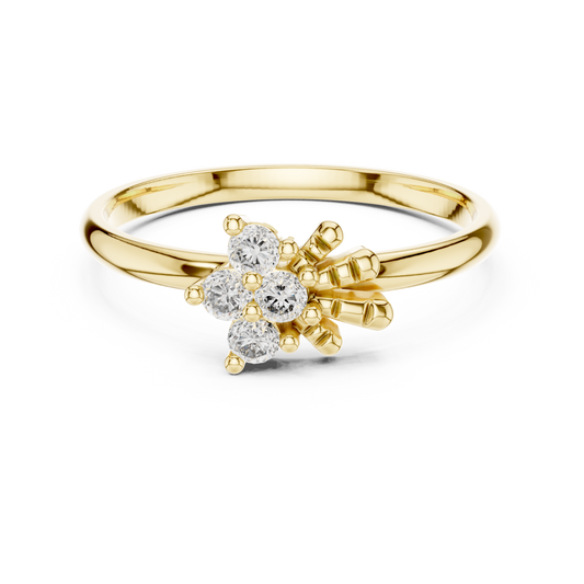 Petite Cluster Spray Moissanite Ring in yellow 925 sterling silver, view 4