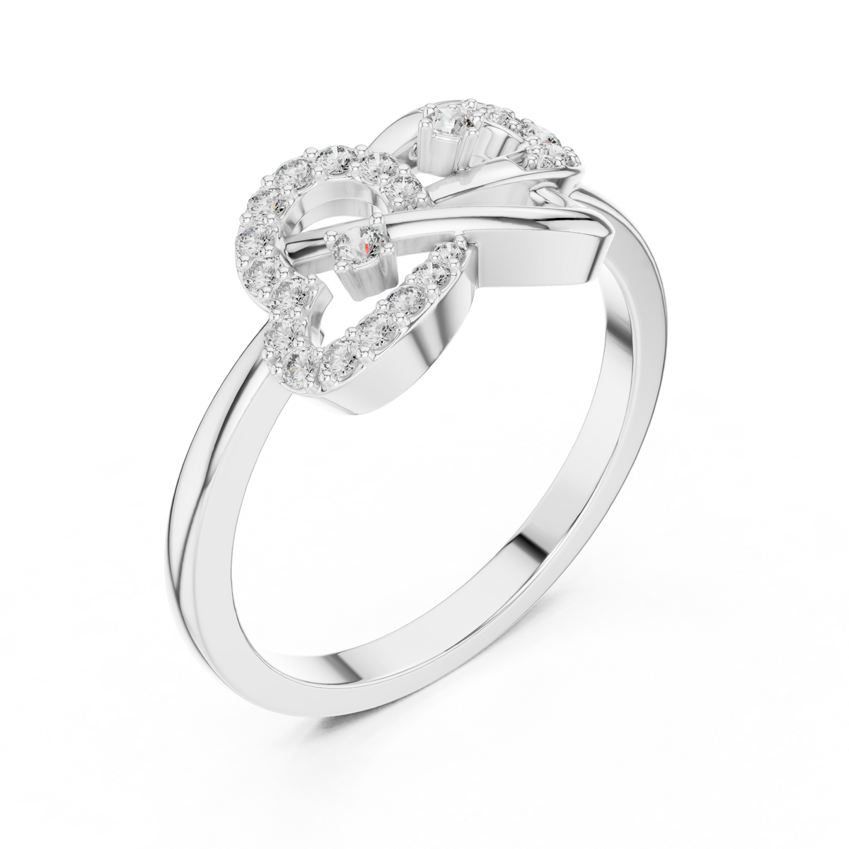 Infinity Loop Moissanite Ring with Collet Accents in white 925 sterling silver, view 2