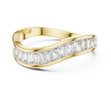 Baguette Moissanite Curved Contour Band in yellow 925 sterling silver, view 4