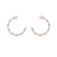 Moissanite milgrain bezel front hoop earrings in rose 925 sterling silver, view 4