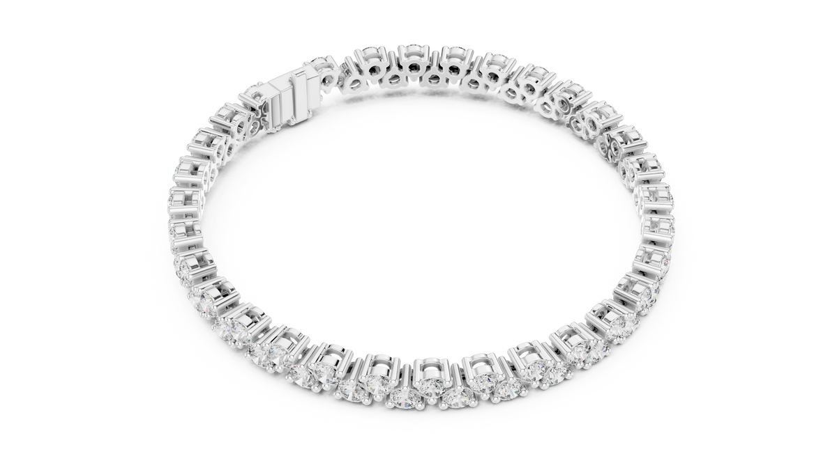 Round Moissanite Loop Link Tennis Bracelet in white 925 sterling silver, view 3