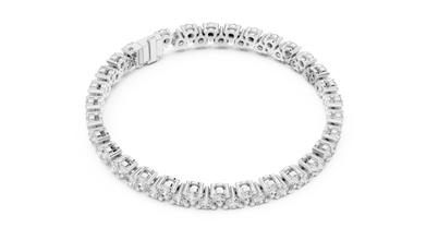 Round Moissanite Loop Link Tennis Bracelet in white 925 sterling silver, view 3