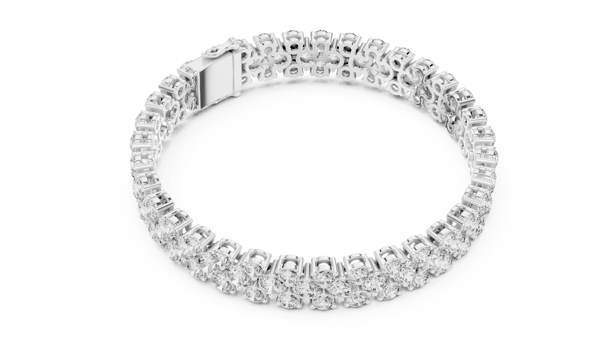 Round Cluster Moissanite Statement Bracelet in white 925 sterling silver, view 3