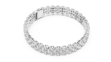 Round Cluster Moissanite Statement Bracelet in white 925 sterling silver, view 3