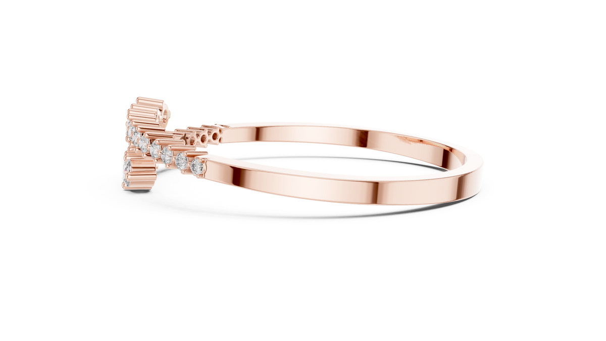 Graduated Round Moissanite Bypass Bangle in rose 925 sterling silver, view 4
