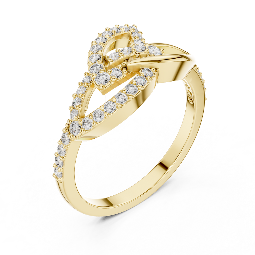 Interlaced Leaf Crossover Moissanite Ring in yellow 925 sterling silver, view 2