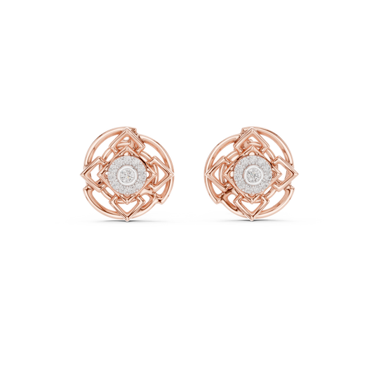 Moissanite Knot Halo Stud Earrings in rose 925 sterling silver, view 4