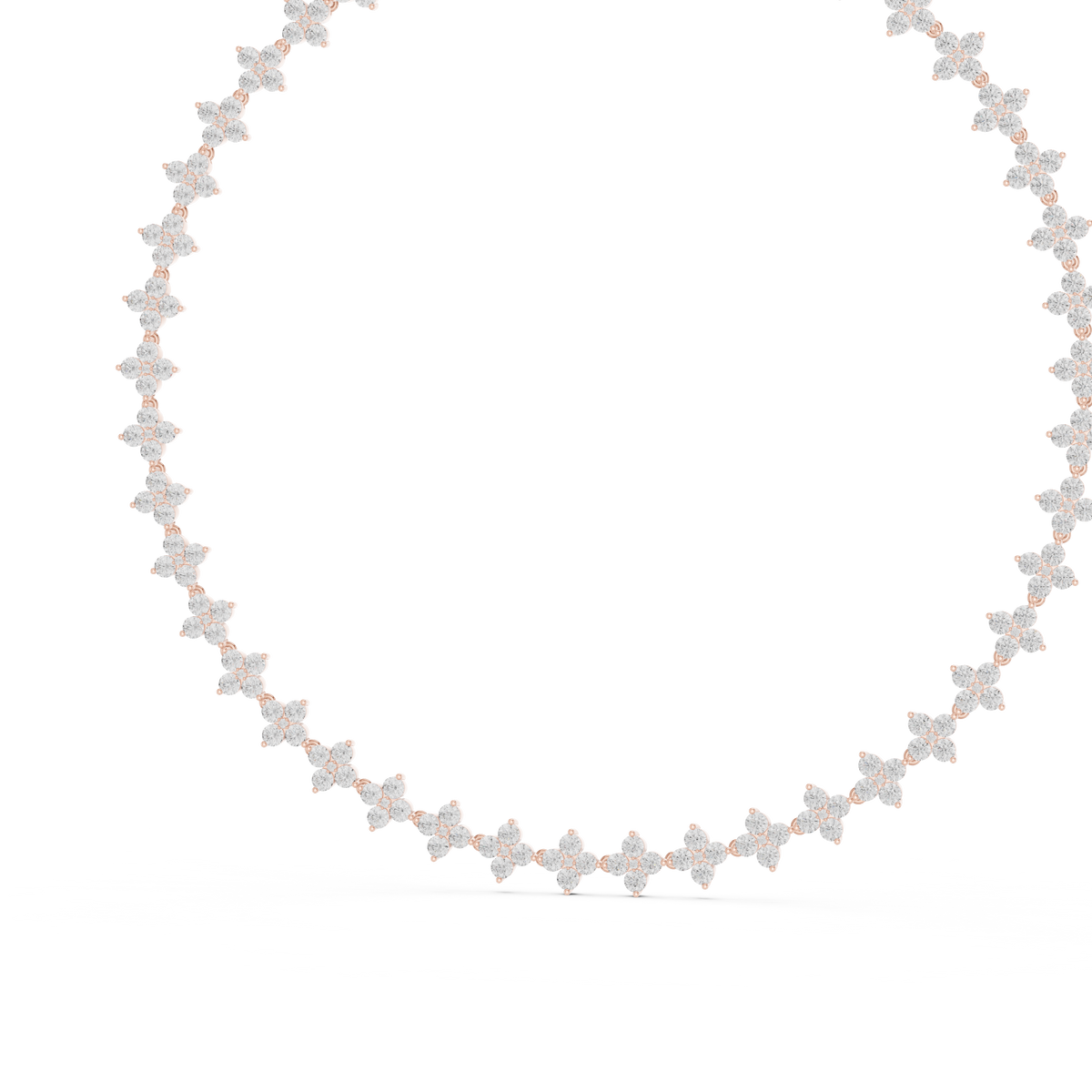 Flower Cluster Link Necklace in rose 925 sterling silver, view 2