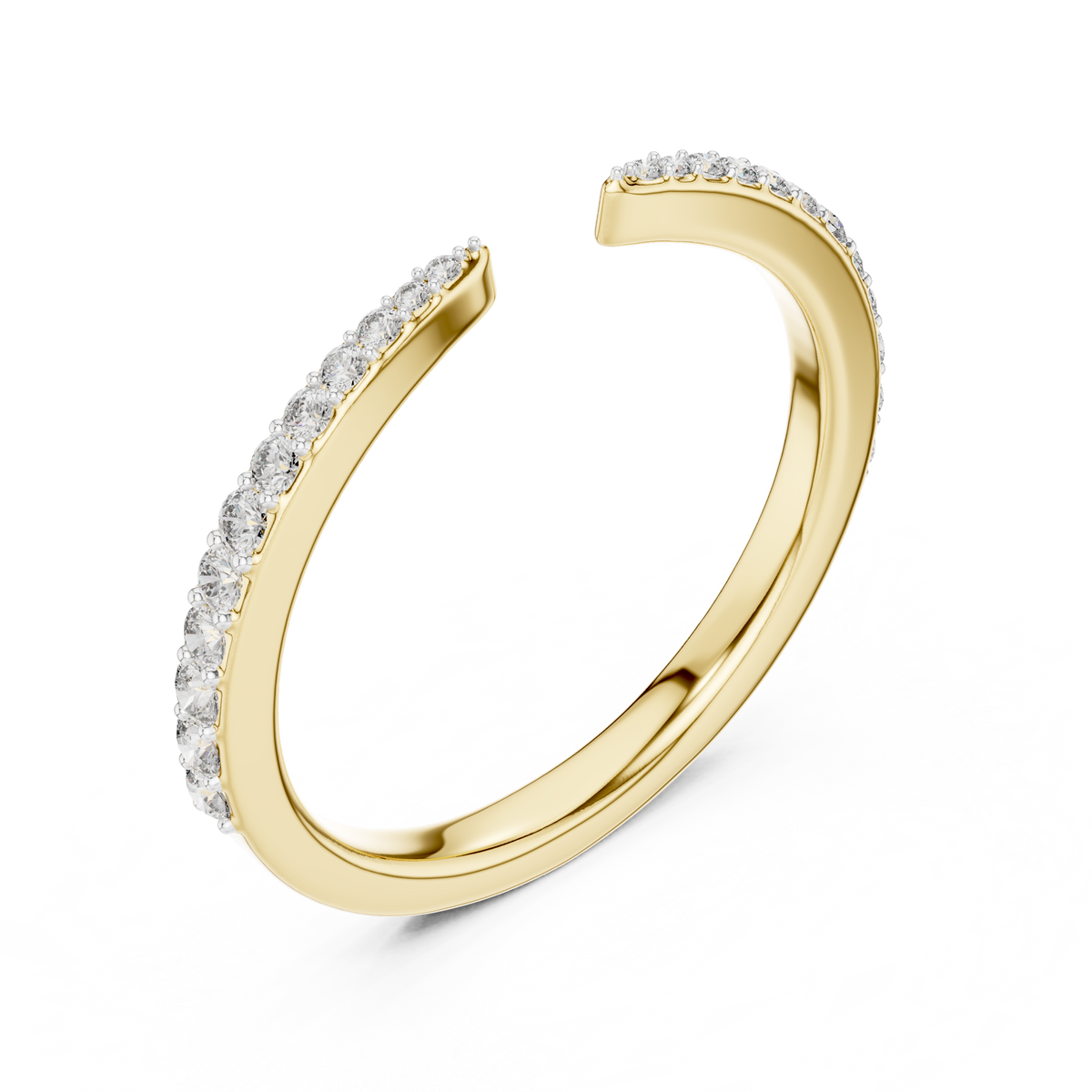 Open Cuff Pavé Moissanite Ring in yellow 925 sterling silver, view 2