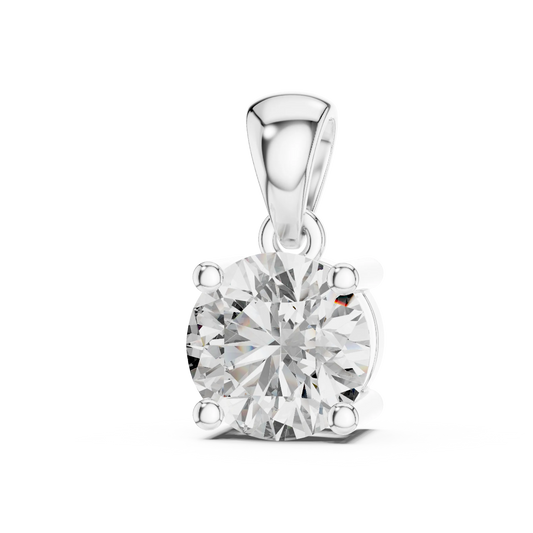 Round Solitaire Moissanite Pendant in white 925 sterling silver, view 2