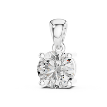 Round Solitaire Moissanite Pendant in white 925 sterling silver, view 2