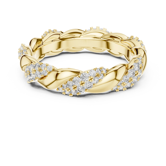 Twisted Rope Pavé Moissanite Eternity Band in yellow 925 sterling silver, view 4
