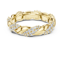 Twisted Rope Pavé Moissanite Eternity Band in yellow 925 sterling silver, view 4