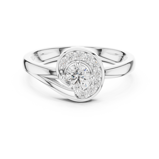 Swirl Halo Moissanite Ring in white 925 sterling silver, view 4
