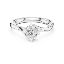 Round Solitaire Moissanite Bypass Twist Ring in white 925 sterling silver, view 4