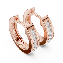 Moissanite channel set huggie earrings in rose 925 sterling silver, view 2