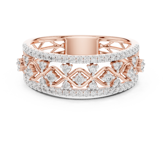 Triple Row Openwork Moissanite Band in rose 925 sterling silver, view 4