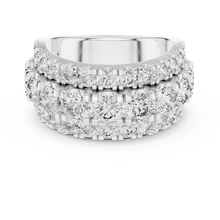 Wide Three Row Moissanite Statement Band in white 925 sterling silver, view 4