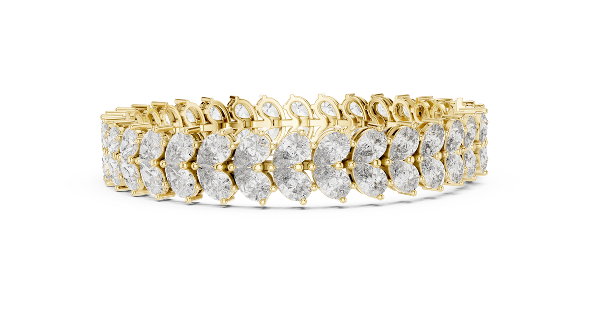 Pear Cluster Moissanite Statement Bracelet in yellow 925 sterling silver, view 4