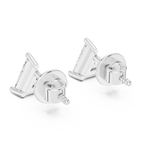 Trillion moissanite stud earrings in white 925 sterling silver, view 3