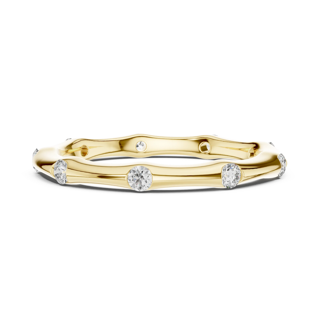 Bezel Station Moissanite Band in yellow 925 sterling silver, view 3