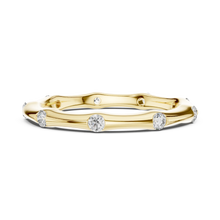 Bezel Station Moissanite Band in yellow 925 sterling silver, view 3