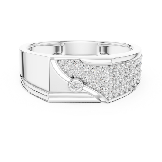 Men's Wide Pavé Panel Moissanite Band with Bezel Accent in white 925 sterling silver, view 4