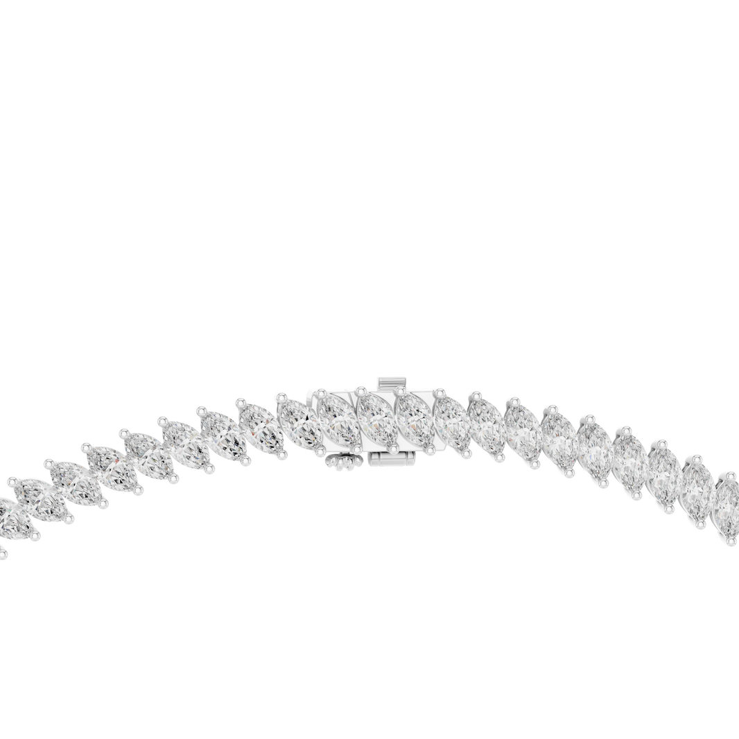 Marquise Tennis Necklace in white 925 sterling silver, view 4