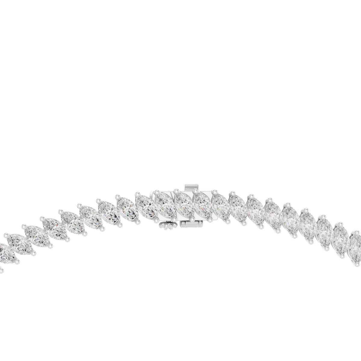 Marquise Tennis Necklace in white 925 sterling silver, view 4