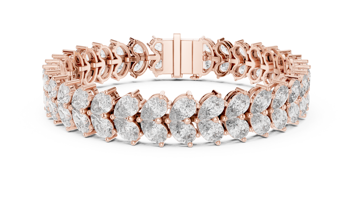 Pear Cluster Moissanite Statement Bracelet in rose 925 sterling silver, view 1