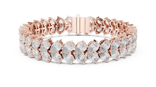 Pear Cluster Moissanite Statement Bracelet in rose 925 sterling silver, view 1