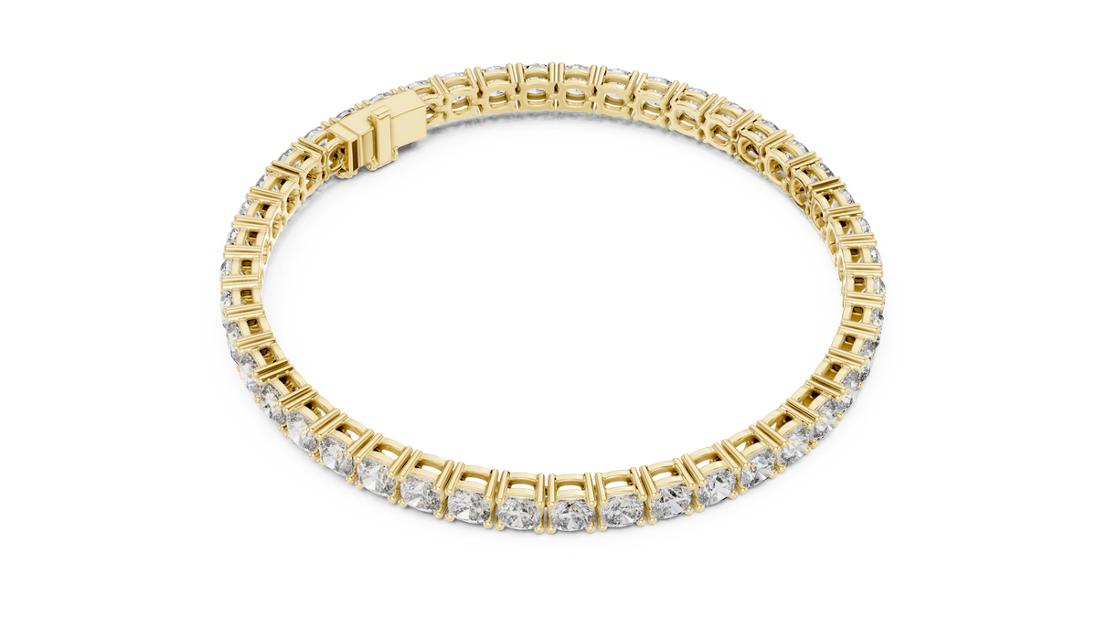 Square Cushion Cut Moissanite Tennis Bracelet in yellow 925 sterling silver, view 3