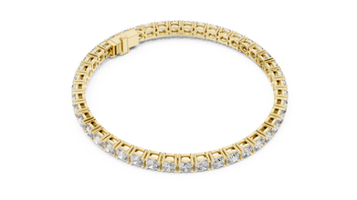 Square Cushion Cut Moissanite Tennis Bracelet in yellow 925 sterling silver, view 3