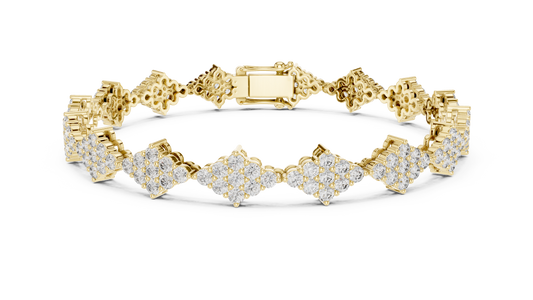 Diamond Shape Cluster Moissanite Bracelet in yellow 925 sterling silver, view 1