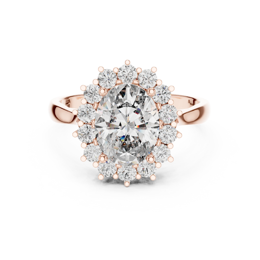 Oval Halo Moissanite Engagement Ring in rose 925 sterling silver, view 4