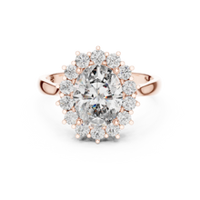 Oval Halo Moissanite Engagement Ring in rose 925 sterling silver, view 4