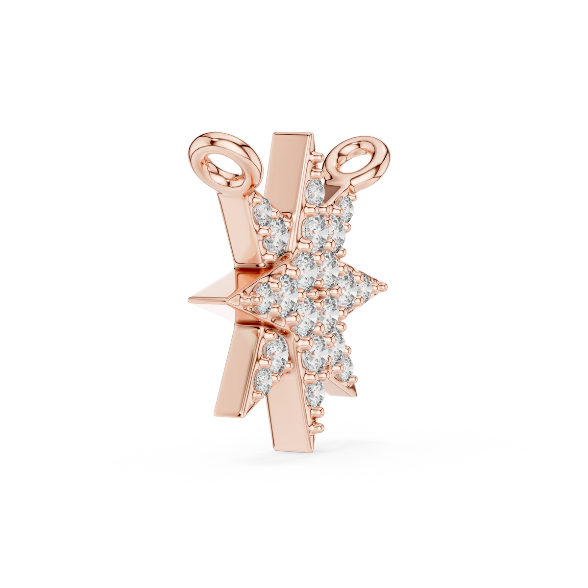 Starburst Pavé Moissanite Pendant in rose 925 sterling silver, view 3