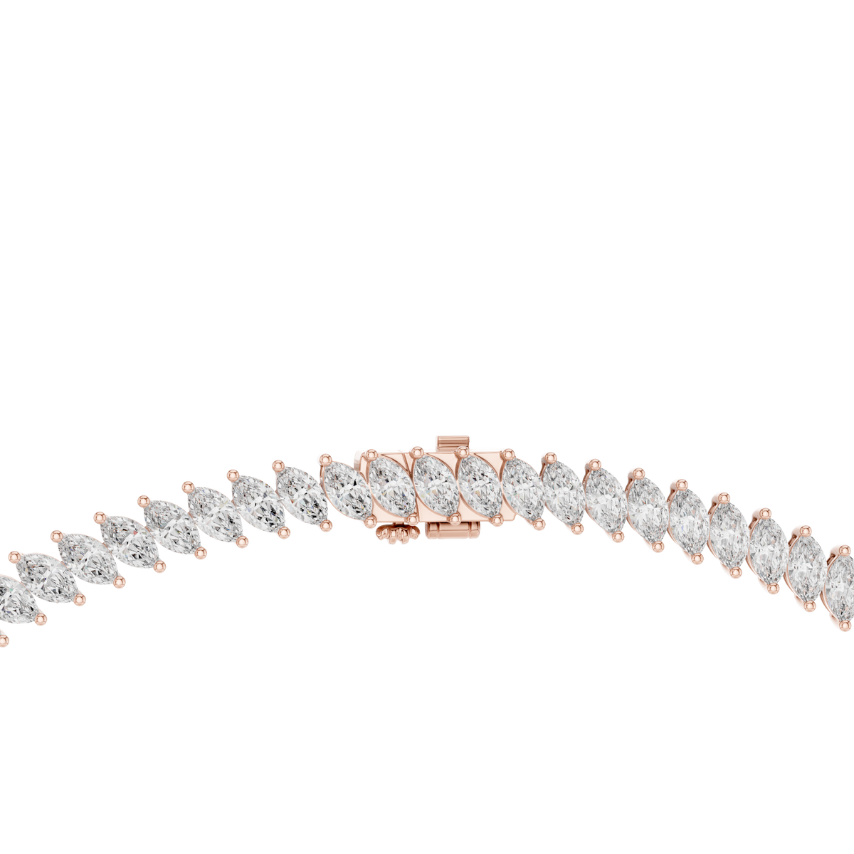 Marquise Tennis Necklace in rose 925 sterling silver, view 4