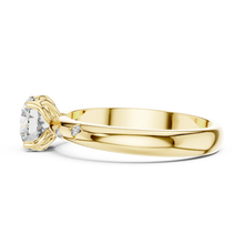 Round Solitaire Moissanite Ring with Bezel Accents in yellow 925 sterling silver, view 3