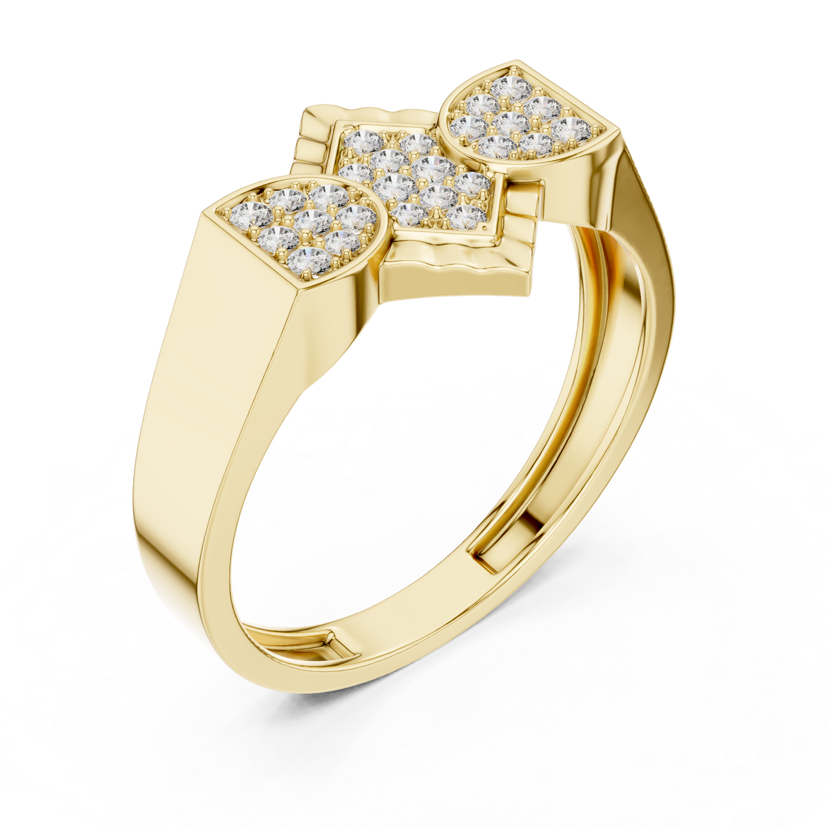 Men's Pavé Rhombus Wide Moissanite Band in yellow 925 sterling silver, view 2