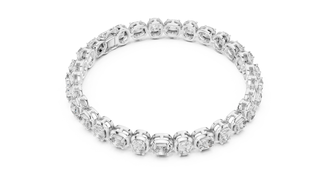 Cushion Cut Moissanite Tennis Bracelet in white 925 sterling silver, view 3