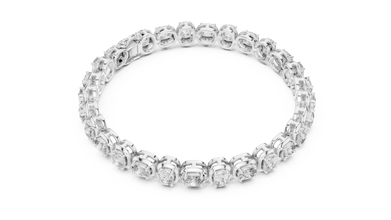Cushion Cut Moissanite Tennis Bracelet in white 925 sterling silver, view 3