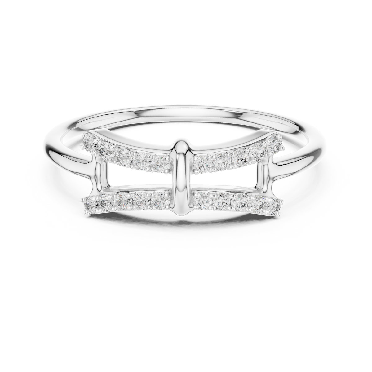 Double Bar Pavé Moissanite Ring in white 925 sterling silver, view 4