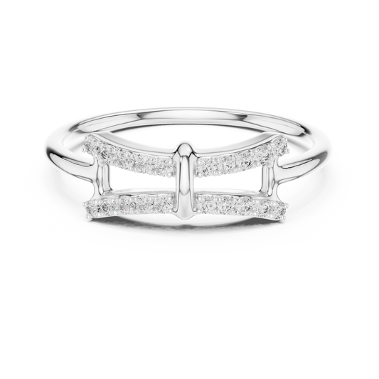 Double Bar Pavé Moissanite Ring in white 925 sterling silver, view 4
