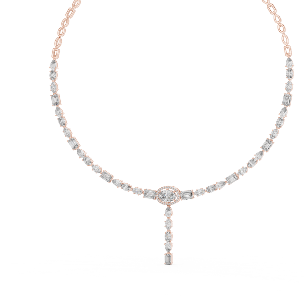 Mixed Shape Lariat Necklace in rose 925 sterling silver, view 2